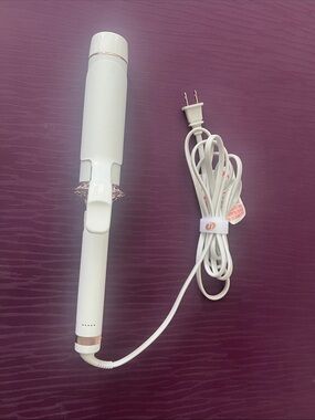 T3 White Ceramic Curling Wand with Rose Gold Accents